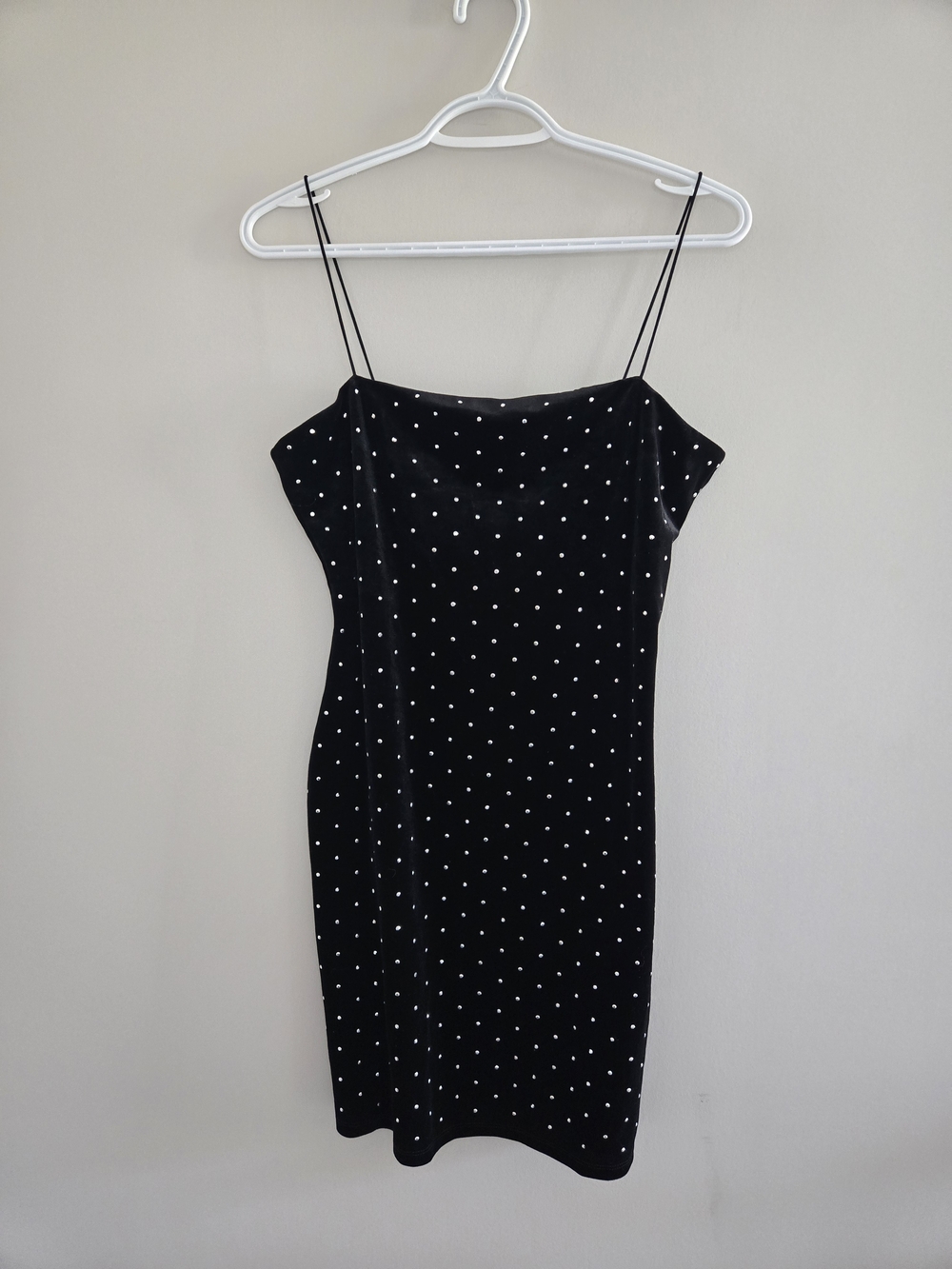 H&M Black Mini Slip Dress with Flush Silver Studs - New